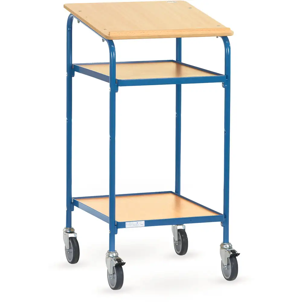 [5834] FETRA 5834 Pupitre roulant écritoire bois, 2 plateaux