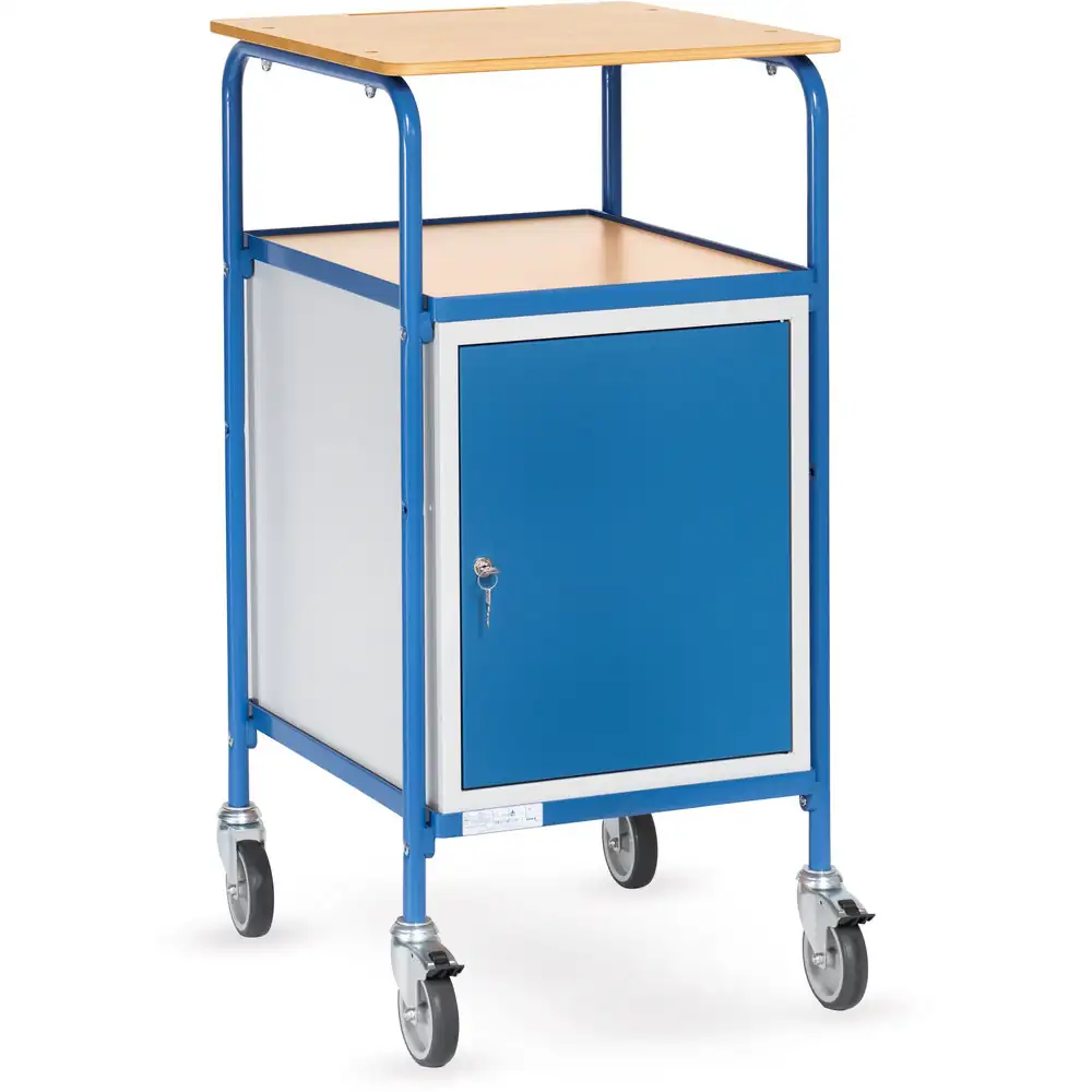 [5835] FETRA Pupitre roulant écritoire bois, 2 plateaux