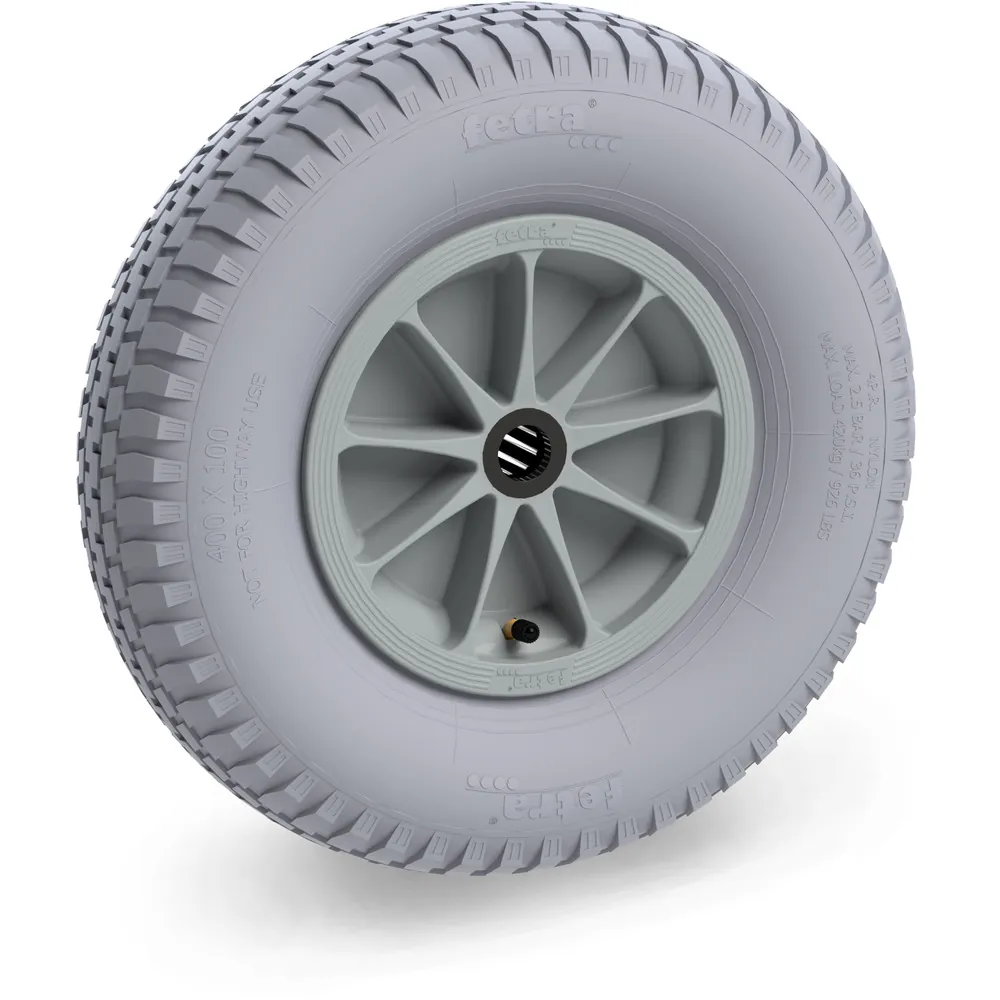 [72125G] FETRA Roue gonflable 400x100 mm -4PR crampons- bleu gris