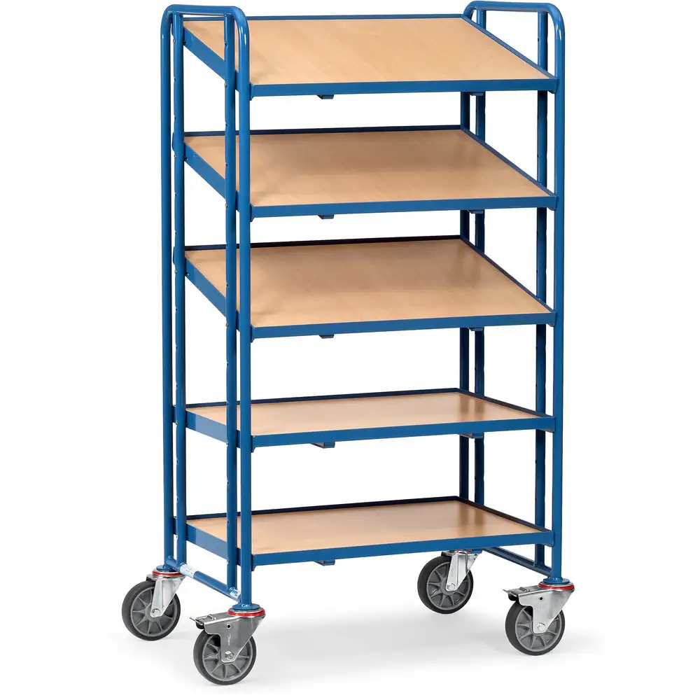 FETRA 1371 Servante pour bacs, plateaux bois, 5 plateaux