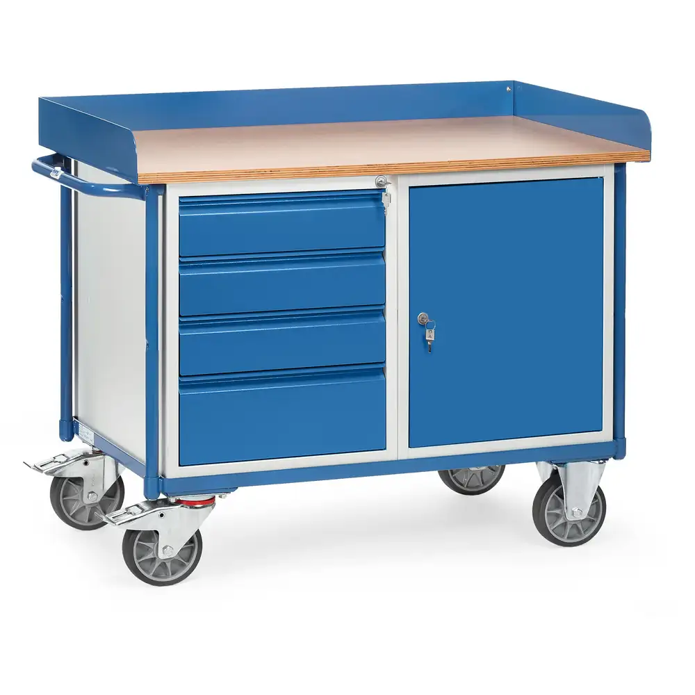 [2438] FETRA 2438 Etabli roulant avec placard et 4 tiroirs à serrure (Standard, Standard, Standard, Standard, Standard, Standard)