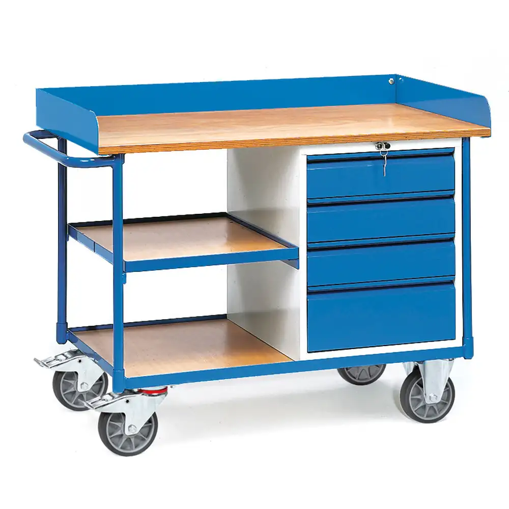 [2437] FETRA 2437 Etabli roulant avec étagère et 4 tiroirs à serrure (Standard, Standard, Standard, Standard, Standard, Standard, Standard)