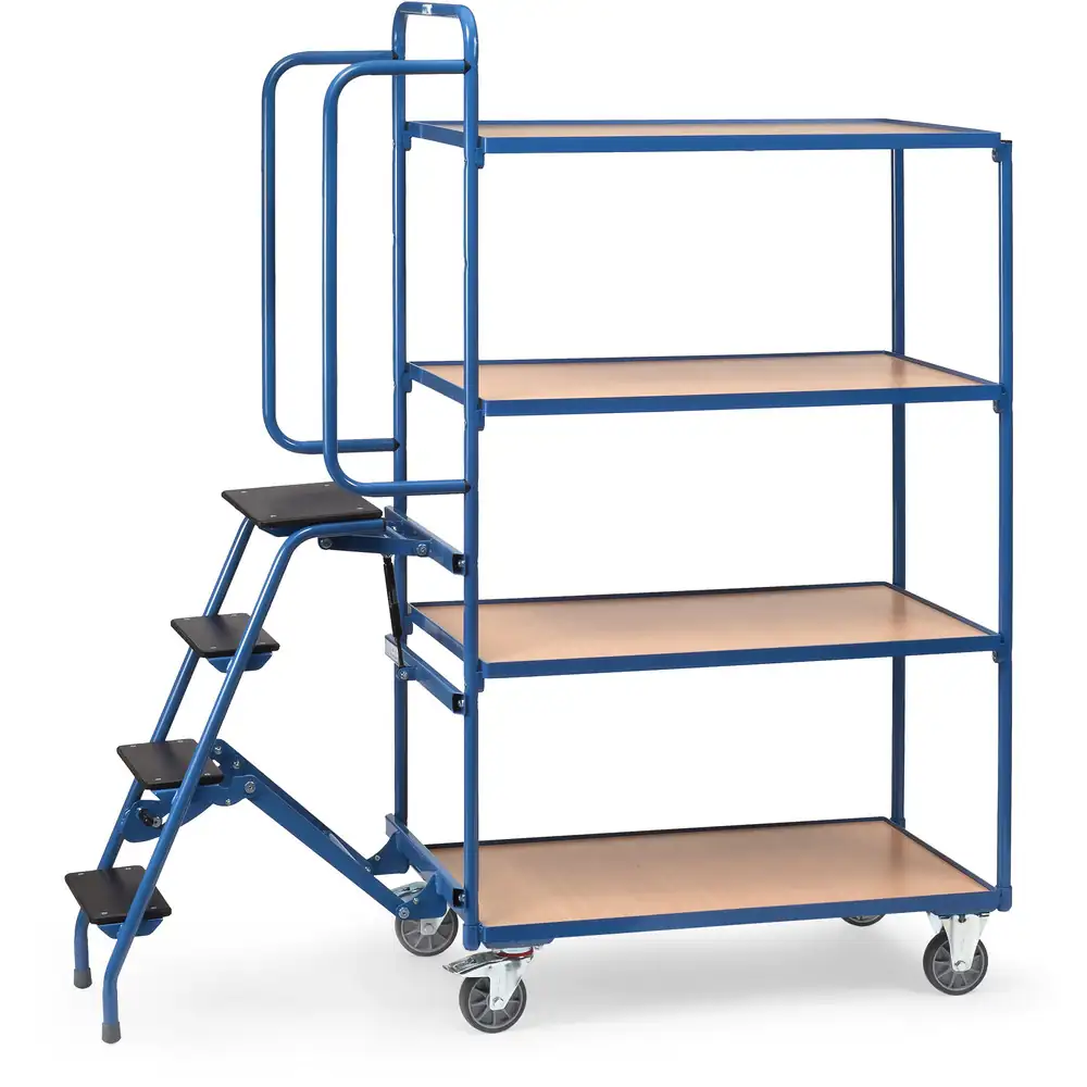 FETRA 2108 Chariot pour commandes, 4 plateaux avec marchepied