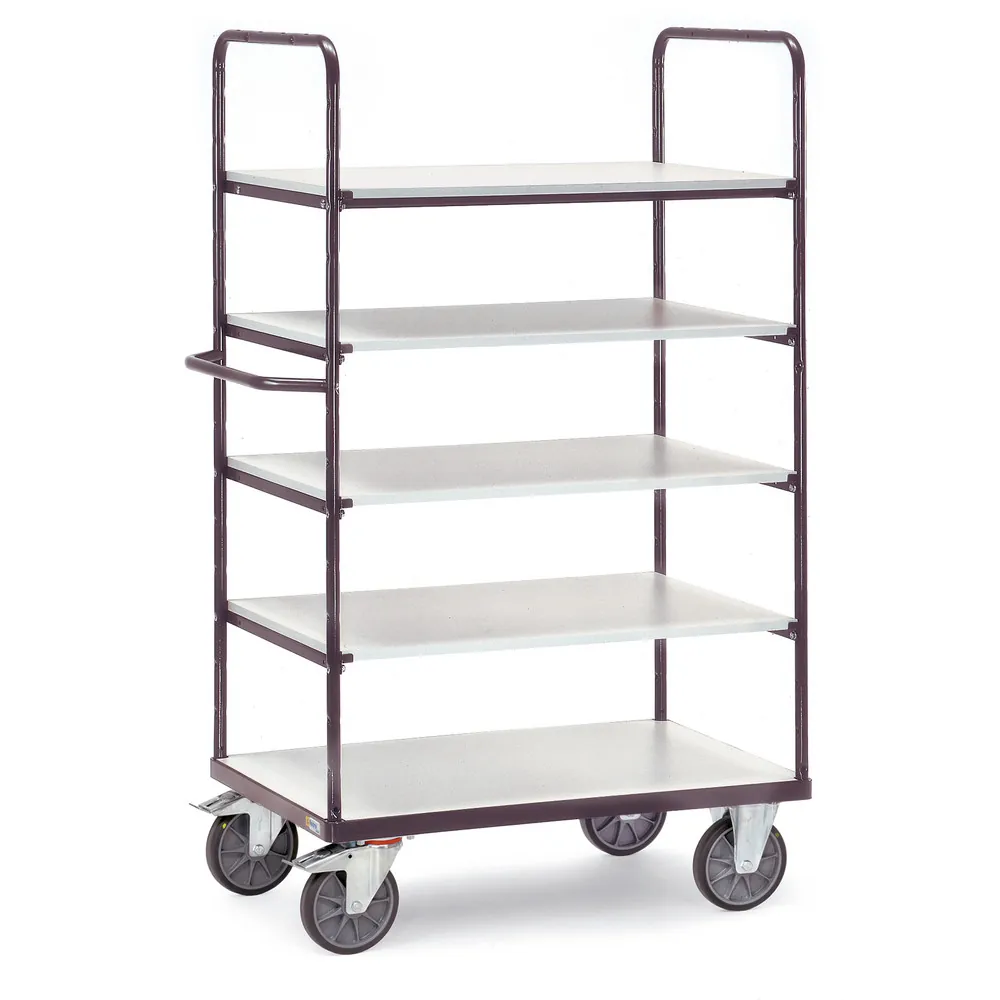 FETRA Chariot haut ESD, 5 plateaux et 2 ridelles