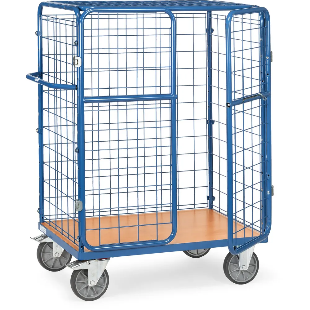 [8483-3D] FETRA Chariot pour colis grillagé, avec toît