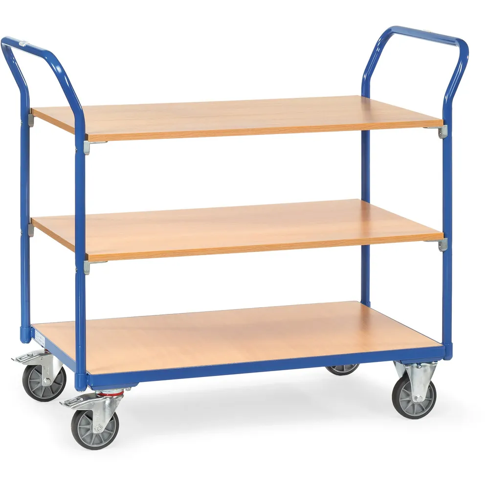 FETRA Chariot 3 plateaux tubes acier, 2 dossiers