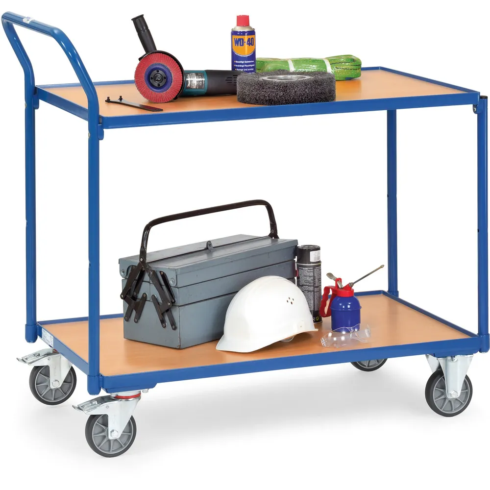 FETRA Servante 300 kg, 2 plateaux avec barres de poussée