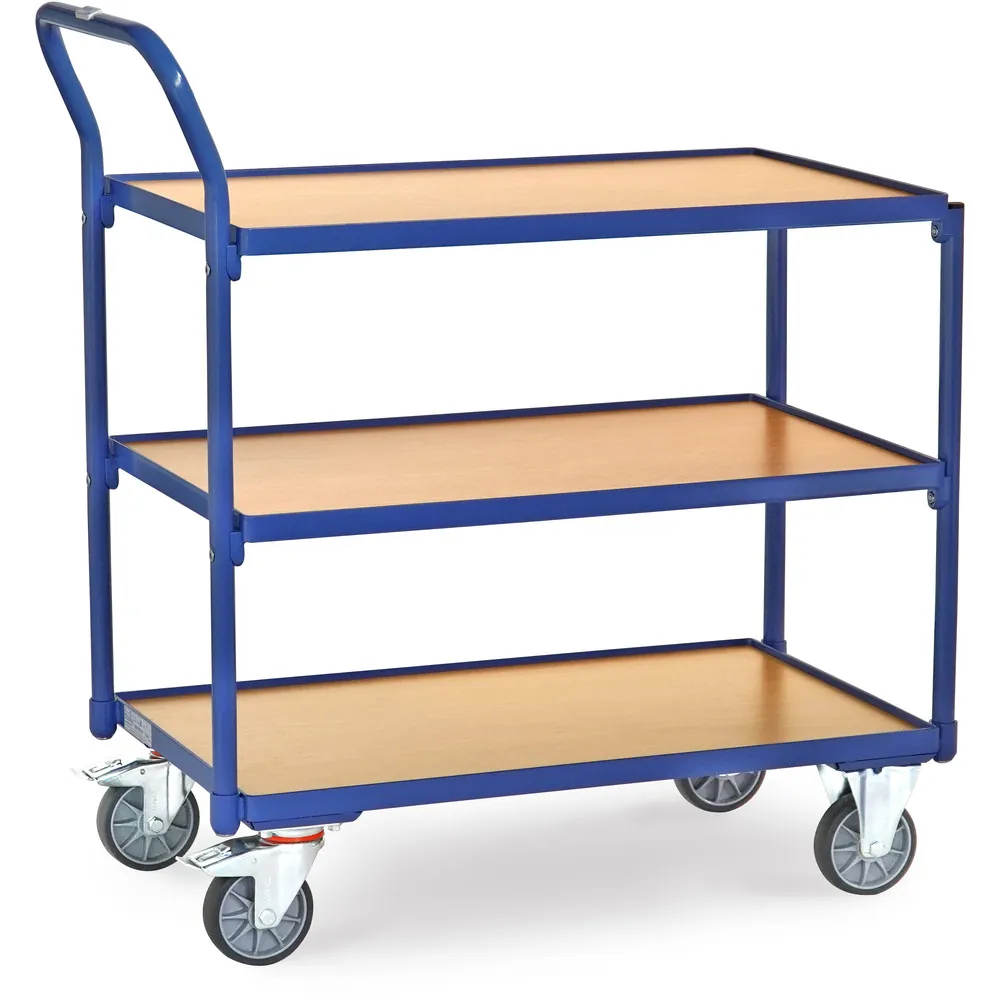 FETRA Servante 300 kg, 3 plateaux avec barres de poussée