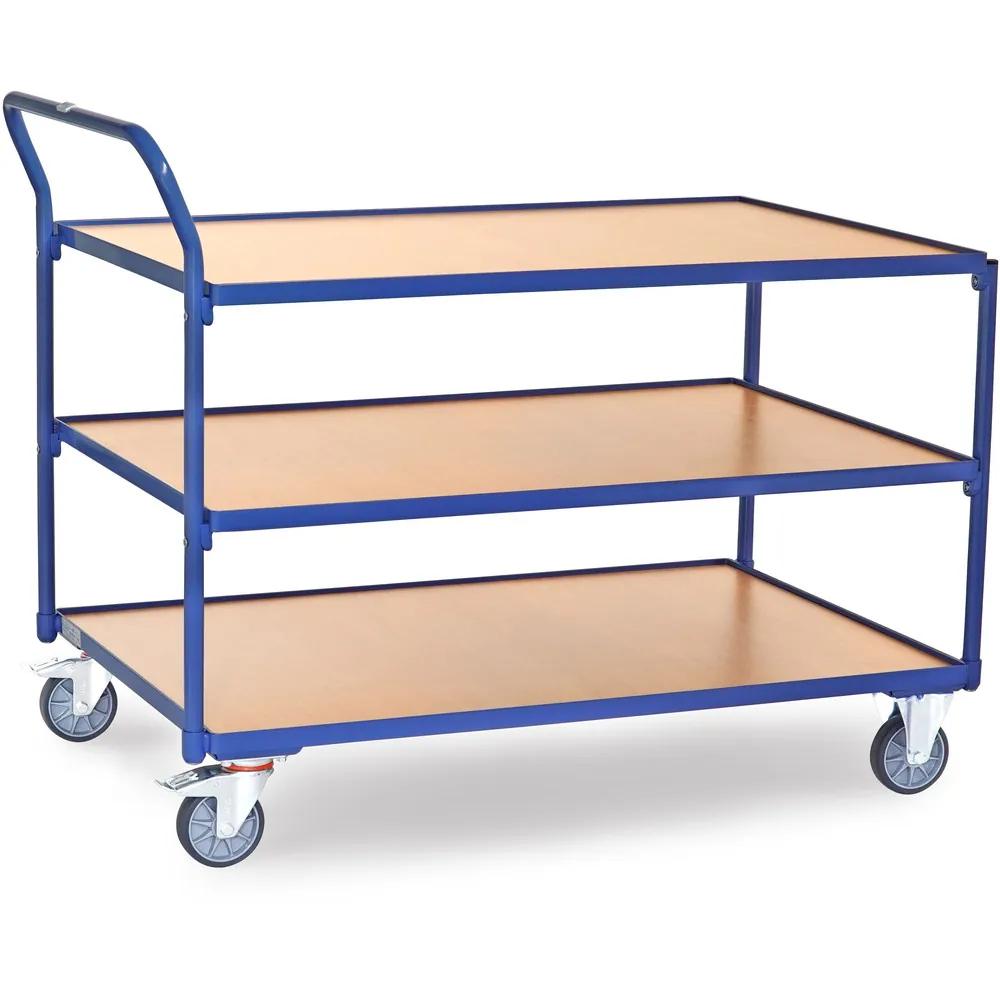 FETRA Servante 300 kg, 3 plateaux avec barres de poussée