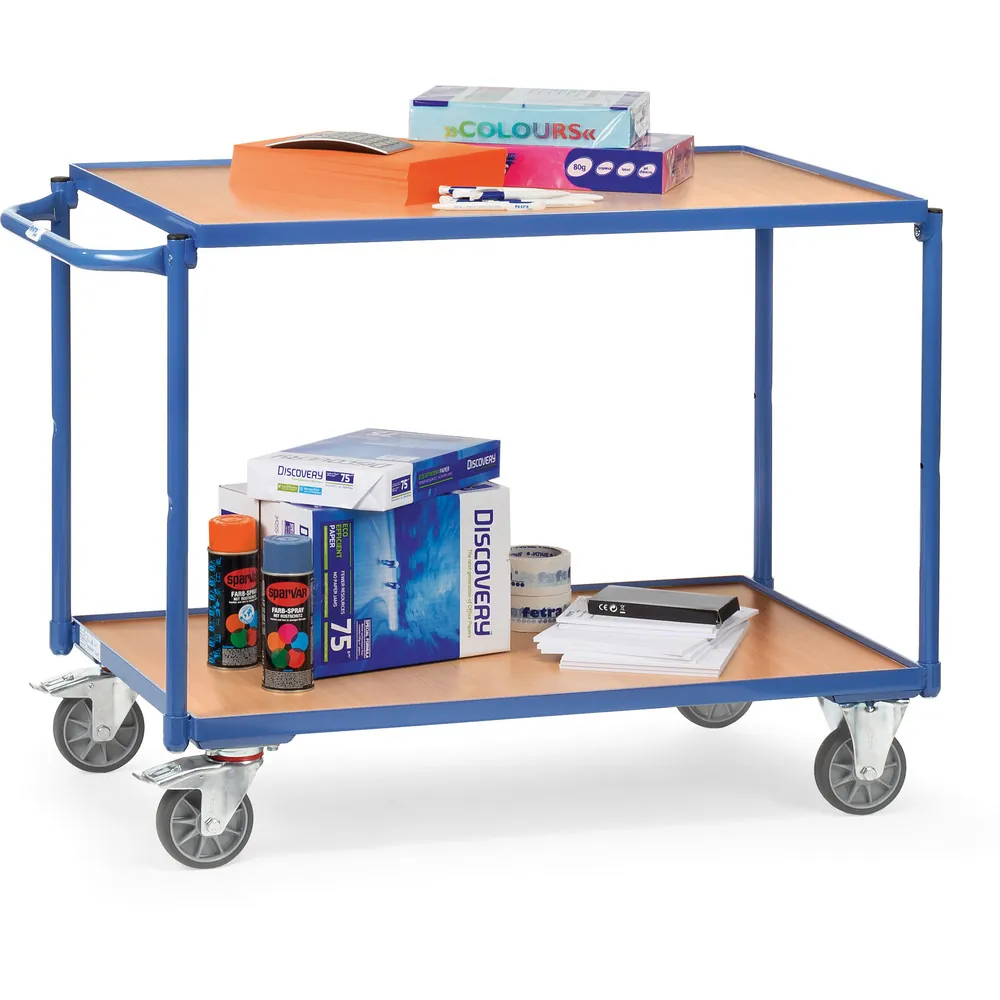 FETRA Servante 300 kg, 2 plateaux avec barres de poussée