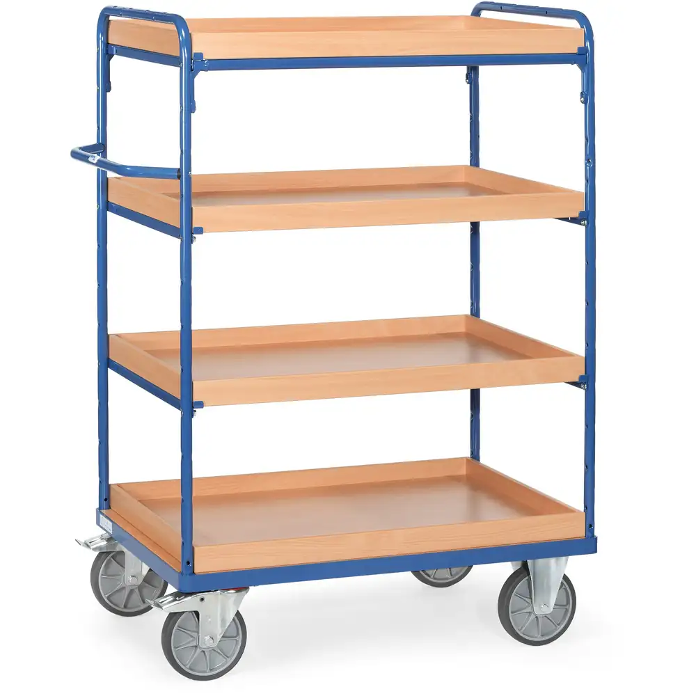 [8223] FETRA 8223 Chariot 4 plateaux à rebords, 2 ridelles ouvertes