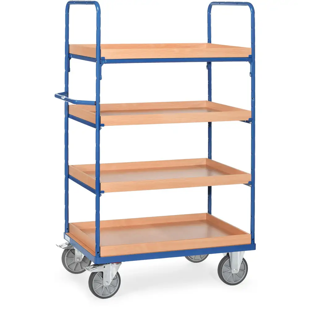 [8322] FETRA 8322 Chariot 4 plateaux à rebords, 2 ridelles ouvertes
