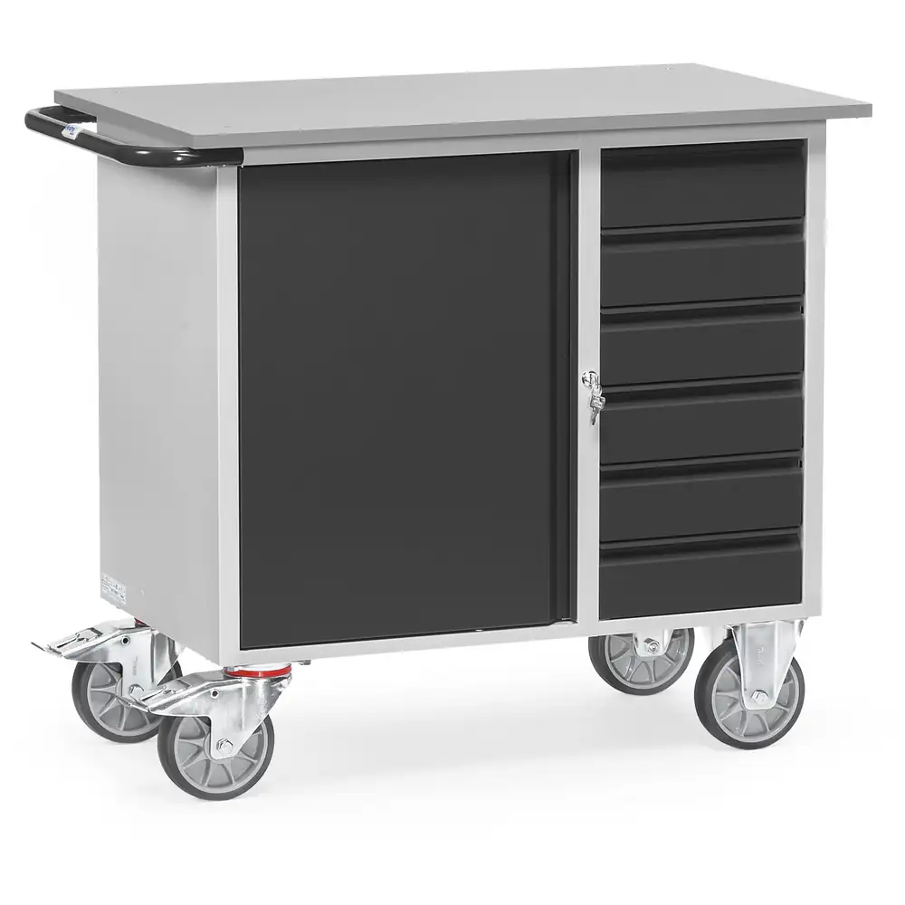 [2450/7016] FETRA 2450-7016 Servante d'atelier 400 kg 1 placard et 6 tiroirs